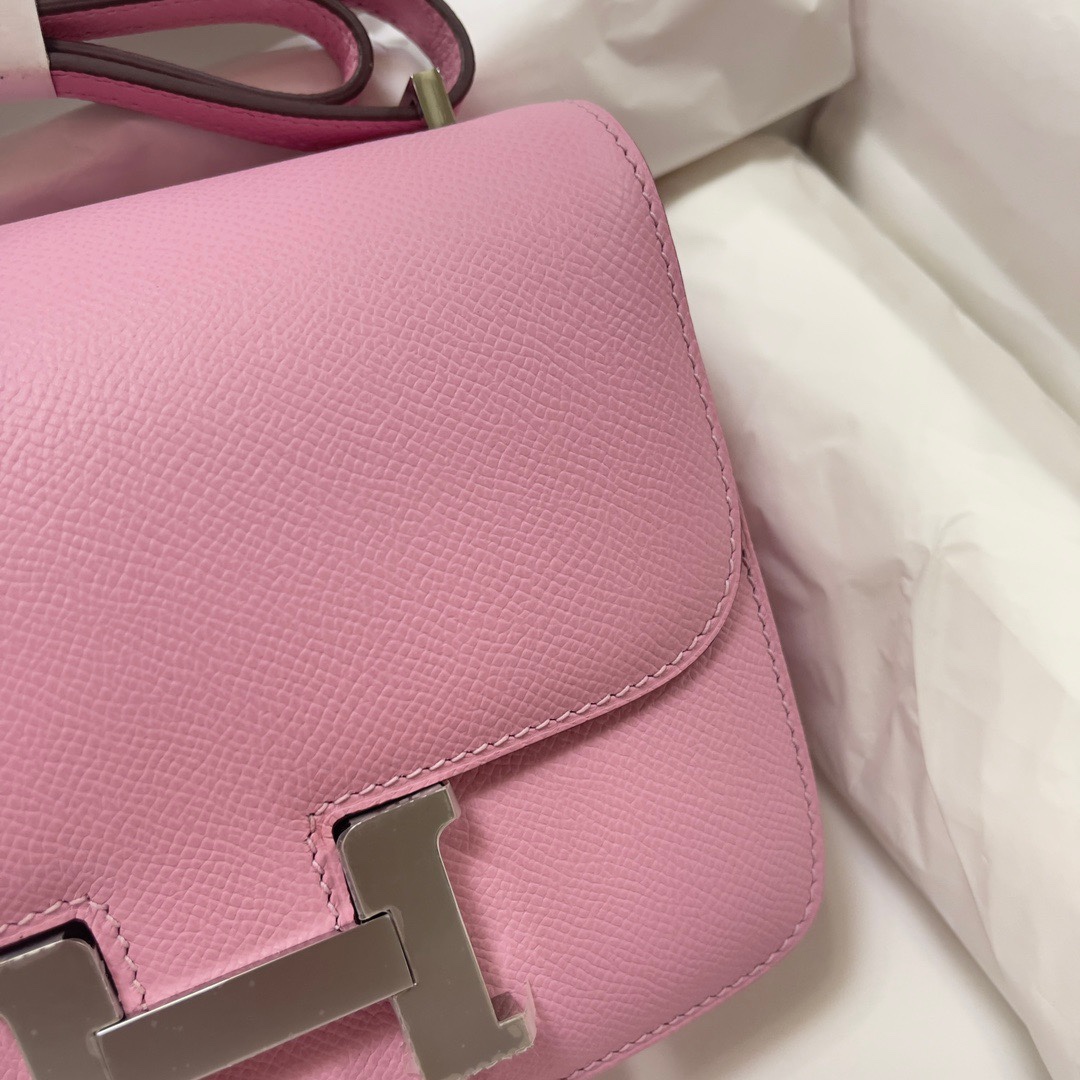 Hermes Constance 18 Mini Shoulder Bag In Rose Sakura Epsom Leather